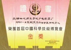 中国科学技术博览会金奖证书